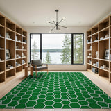 Vibrant Green Honeycomb Geometric Area Rug