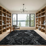 Smoky Cannabis Leaf Grey Area Rug