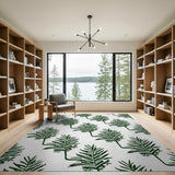 Green Palm Frond Leaf Area Rug