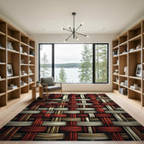 Bold Red Basket Weave Area Rug