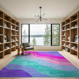 Multi-color and Patterns Abstract Area Vibrant Wavy Multi-Color Area Rug