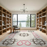 Pink Accented Persian Medallion Area Rug