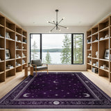 Purple Celestial Moons and Stars Area Rug