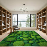 Whimsical Green Pom-Pom Forest Area Rug