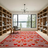 Playful Red Hearts Scatter Area Rug