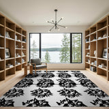 Shadowy Mythical Beasts Black White Area Rug