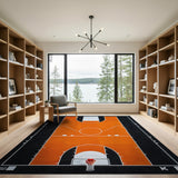 Geometric Modern Orange Orange Basketball Court Area Rug