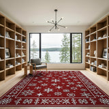 Heritage Tribal Red Snowflake Holiday Area Rug