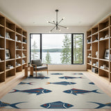 Nautical Blue Snapper Fish Coastal Rug