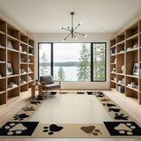 ODIKA Washable Paw Print Area Rug - Non-Slip Low Pile Pet & Kid Friendly Rug