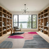 Abstract Pink Grey Organic Shapes Area Rug