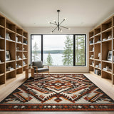 Terracotta Black Ivory Southwestern Geometric Rug