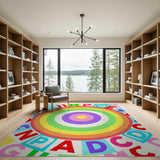 Rainbow Alphabet Block Letters Kids Area Rug