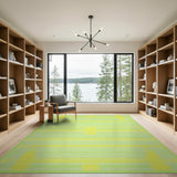 Vibrant Lime Green and Yellow Grid Geometric Area Rug