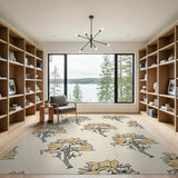 Beige Mustard Floral Vintage Area Rug