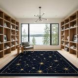 Gold Constellation Night Sky Area Rug