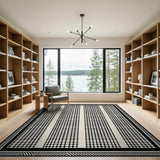 Black White Geometric Dot Column Area Rug