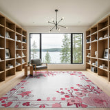 Romantic Pink Floral Frame Area Rug