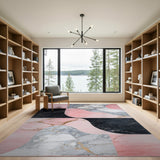Pink Marble Geometric Abstract Area Rug