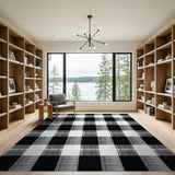 Black and White Black White Checkered Rustic Farmhouse Area Rug