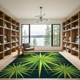 Vibrant Lime Starburst Geometric Area Rug