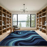 Abstract Area Blue and Teal Abstract Blue Swirl Area Rug