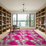 Vibrant Pink Citrus Fruit Pattern Area Rug