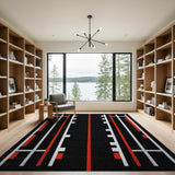 Bold Red White Geometric Modern Area Rug