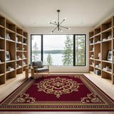 Ornate Burgundy Red Gold Persian Area Rug
