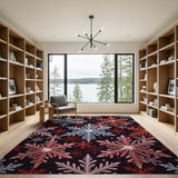 Festive Multi-Color Snowflake Area Rug