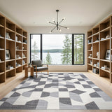 Black and White Black White Geometric Area Rug