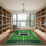 Kids Cartoon Football Field Area Rug with Centered Ball