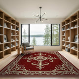 Ornate Red Floral Vintage Red Area Rug