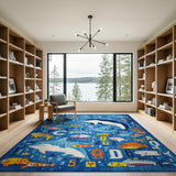 Underwater ABC Ocean Kids Rug with Fish Dolphins