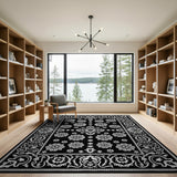 Black and White Black White Traditional Persian Floral Rug