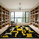 Tower of Black Cats Under Glowing Moon Rug