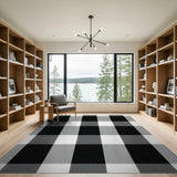 ODIKA Black and White Buffalo Check Washable Rug - Low Pile Non-Slip Modern Farmhouse Area Rug