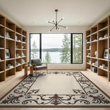 Ornate Acanthus Leaf Border Area Rug