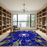 Multi-color and Patterns Navy Blue Starburst Geometric Area Rug