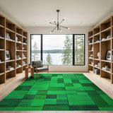 Verdant Green Patchwork Geometric Area Rug
