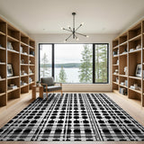 Black White Pixelated Geometric Area Rug