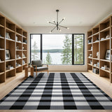 Black and White Textured Black White Checkered Area Rug