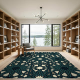 Intricate Teal Star Geometric Area Rug
