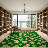 Sparkling Shamrock Clover Pattern Area Rug