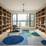 Geometric Blue Teal Circle Area Rug