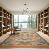 Terracotta Border Geometric Southwestern Area Rug