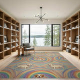 Rainbow Puppy Swirl Area Rug