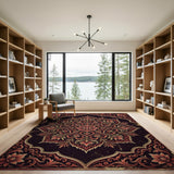 Traditional Persian Red Red Persian Mandala Area Rug