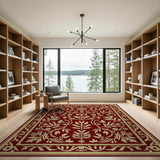 Ornate Red Gold Leaf Persian Area Rug