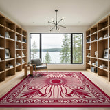 Red Lotus Medallion Persian Area Rug
